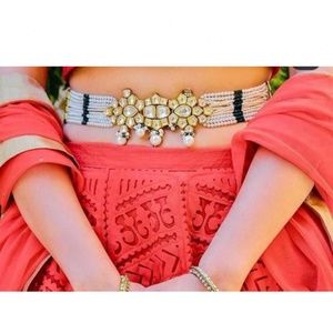 Kundan Pearl waist belt